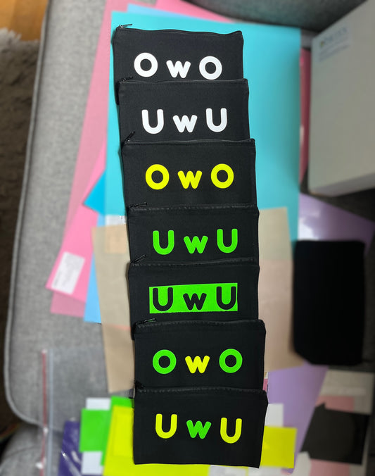 OwO and UwU Pencil Cases or Makeup Pouches