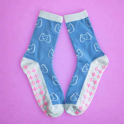 Gamer Cat Crew Socks with Grips