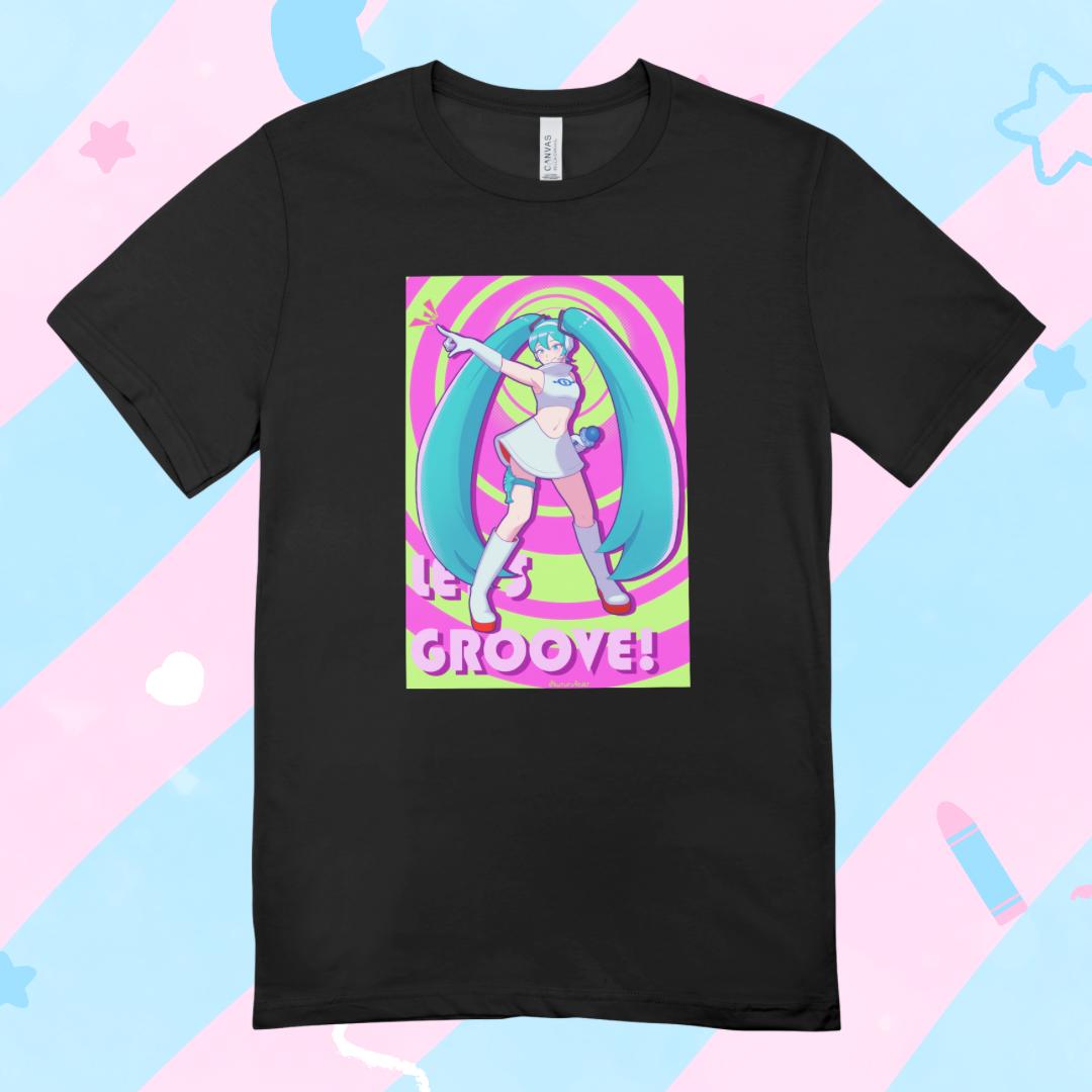 Limited Hatsune Miku Space Channel 5 Let's Groove Shirt 100% Cotton