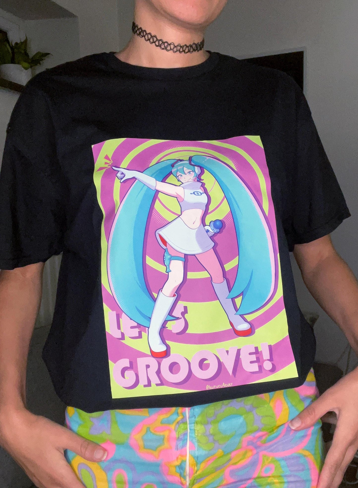 Limited Hatsune Miku Space Channel 5 Let's Groove Shirt 100% Cotton