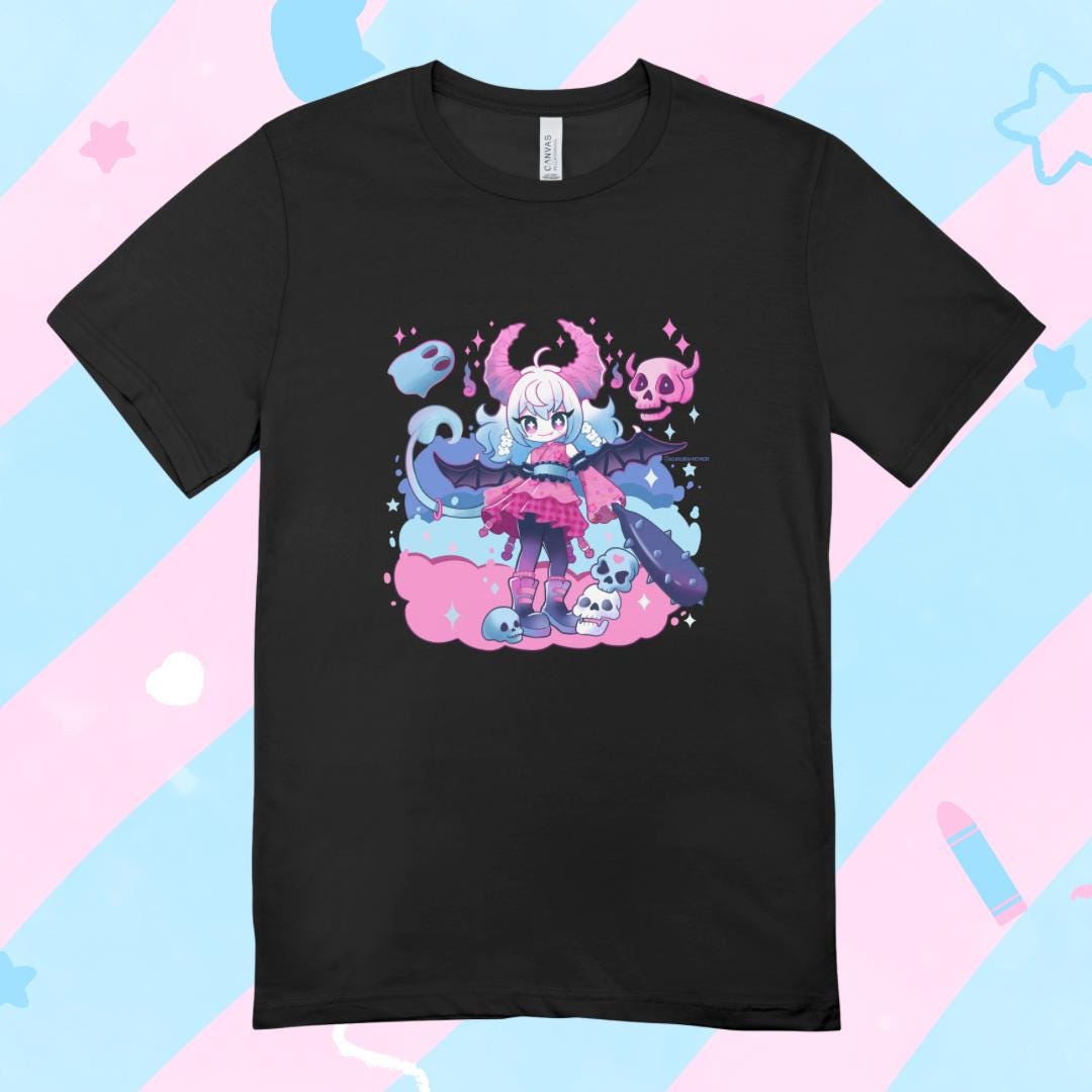Limited Cute & Scary Demon Girl Shirt 100% Cotton