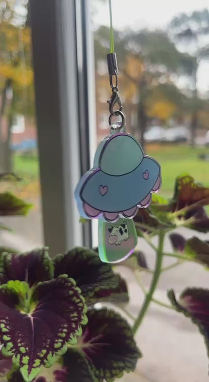 UFO Holographic Dangling Keychain