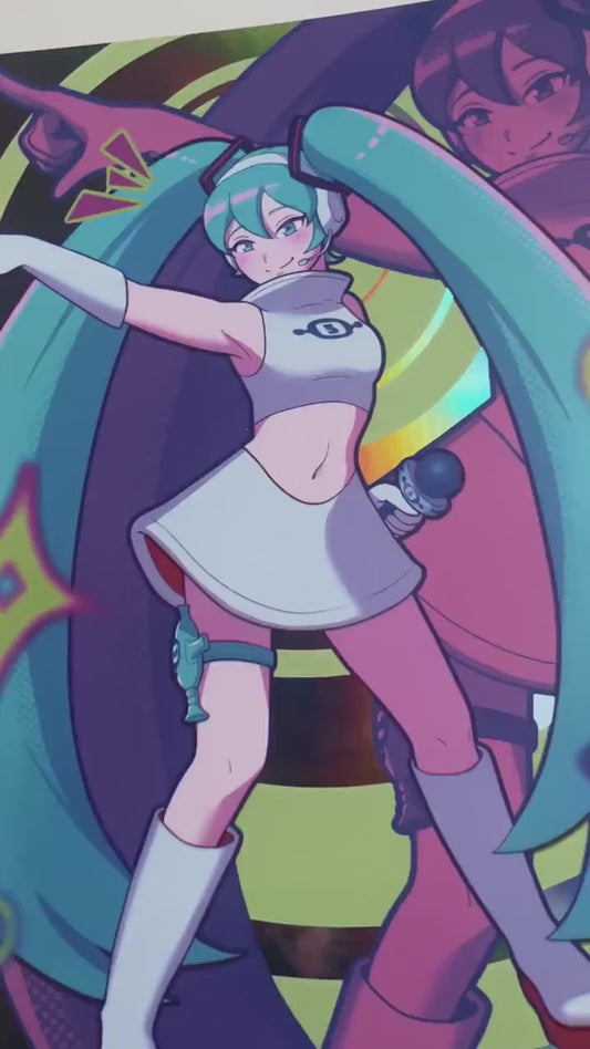 Space Channel 5 Miku A3 Poster with Holographic Rainbow Foil